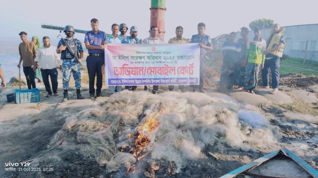 রাজবাড়ীতে নিষেধাজ্ঞা অমান্য করে চলছে ইলিশ ধরা